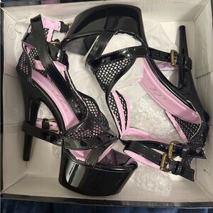 Ellie Black and Pink Strappy Heels